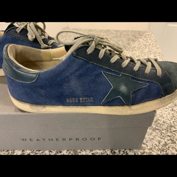 Navy Golden Goose Canvas/Leather Superstars Sneakers Sz 42/US11 - Picture 4 of 16